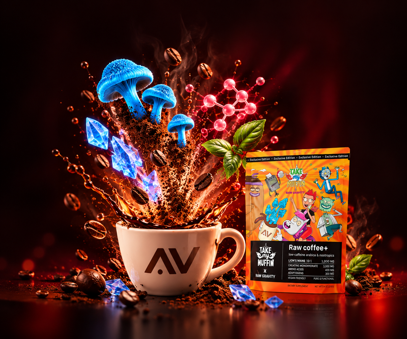 Mushroom coffee splash